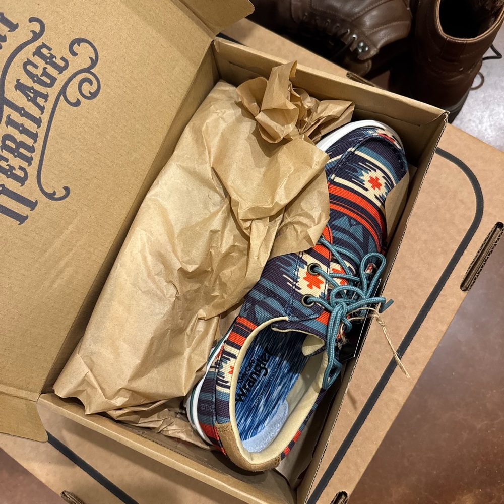 Wrangler Teal and Navy Southwestern Print Low-Top Sneaker